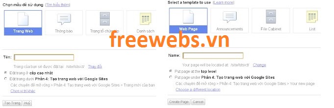 Free web google site